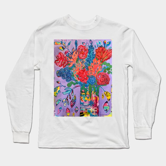 Explosive Flowers Long Sleeve T-Shirt by Leslie Pino Durant